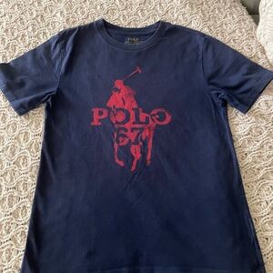 Ralph Lauren Navy Blue Tee with Red Polo Graphic